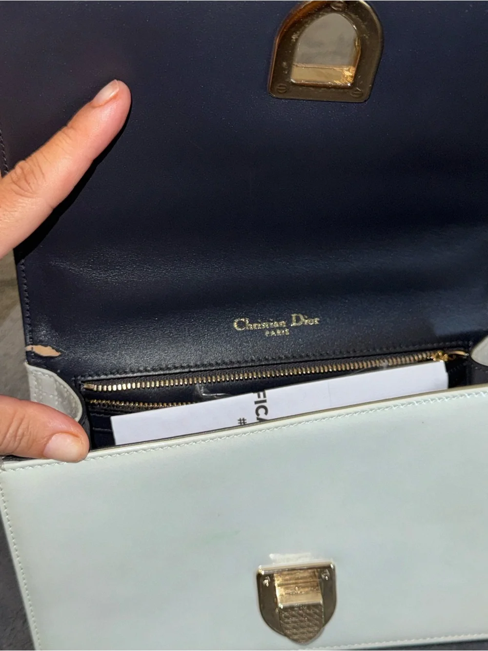 Authentic Christian Dior Diorama Medium Ivory Patent Micro Cannage Bag